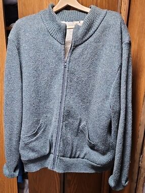 Men's Full-Zip Shawl Collar Shwrpa Lined Wool Sweater Jacket in Heathered Green